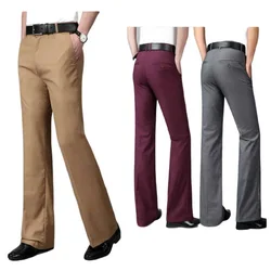 New Fashion Casual Flare Pants For Men Business Trousers Non Ironing Slim Fit Wide Leg Suits Pants Size 28-37