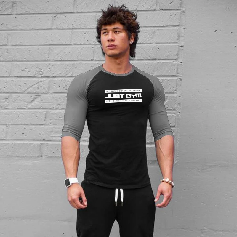 

New Arrivals Inner Bottoming Shirt Round Neck Spring and Autumn Clothes Fitness Sports 3/4 Sleeves T Shirts