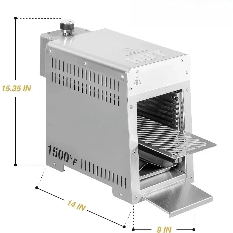

Portable Stainless Steel Gas Grill 1500 Degree Infrared Broiler Heavy-Duty Easy Clean For Home Outdoor BBQ Quick-Cook Steak Veg