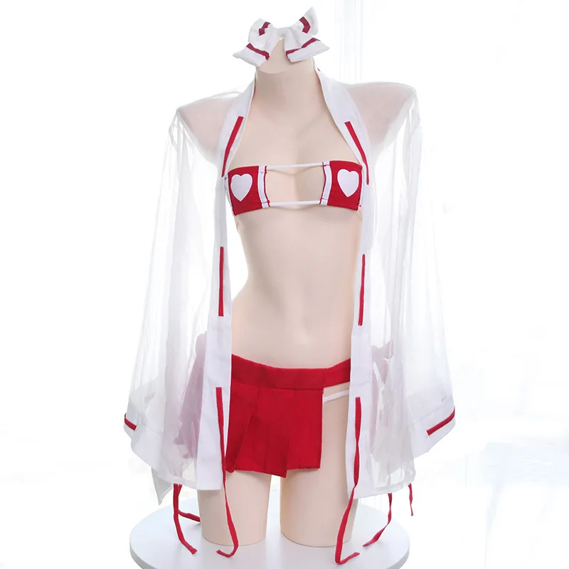 

Japanese Anime Psychic Cosplay Costumes Kimono Dress Witch Uniform Cosplay Suit Cute Girls Sexy Heart Bikini Lingerie Set