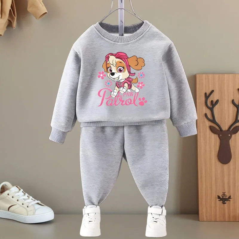 PAW PATROL Cartoon Printed Girls O Neck Hoodies and Long Pant Two Piece Sets Kids Casual Sweatshirts Set Children's Tracksuit