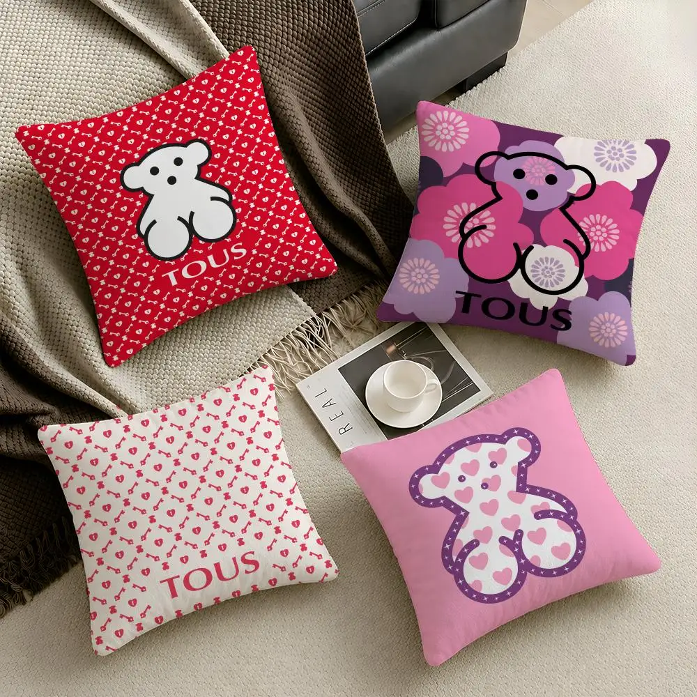 Jewelry T-TOUS-S Bear Cute Cushion Cover  Throw Pillow Soft Short Plush Cozy Durable Colorfast For Sofa Bedroom Home Decor Gift