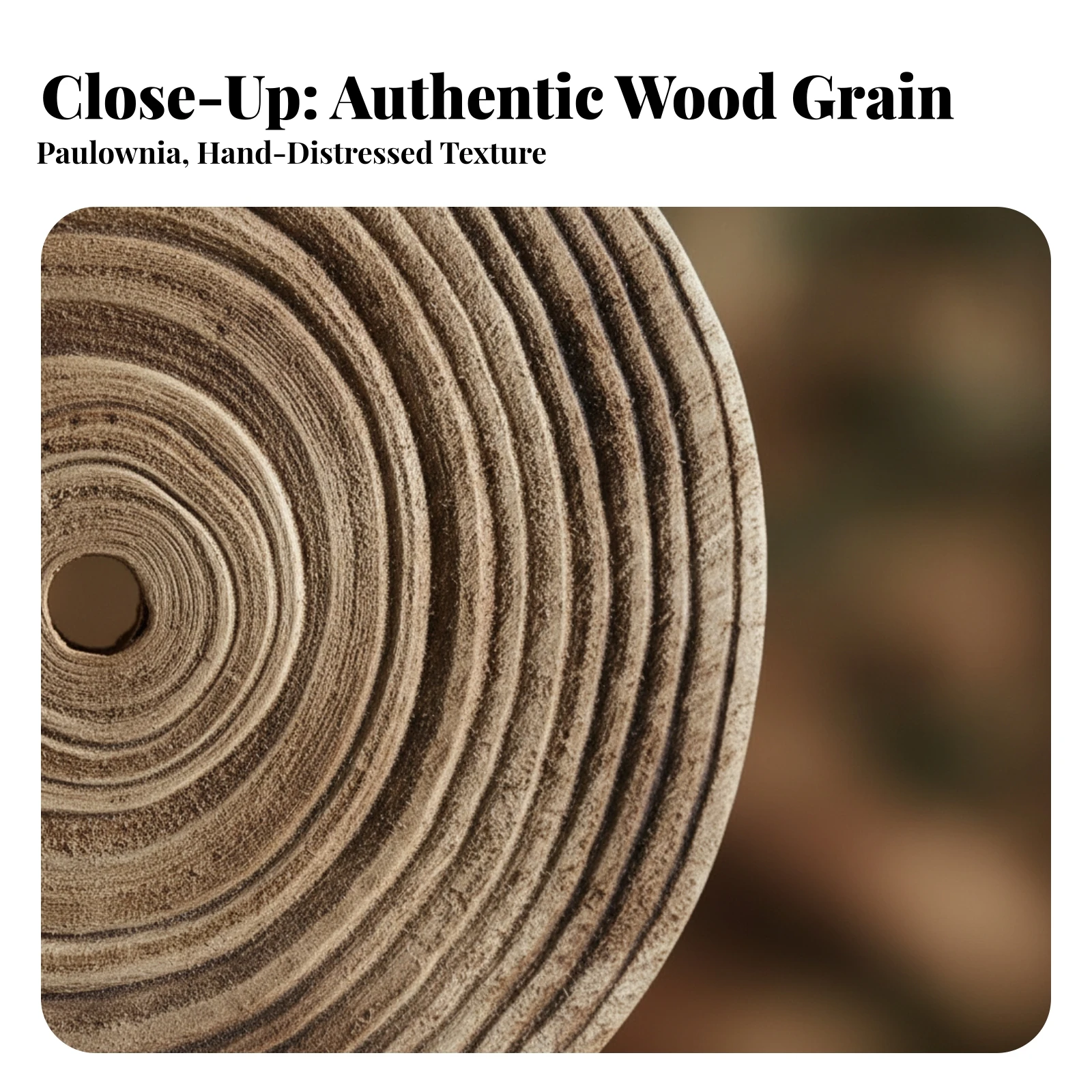 Wood Sculpture with Metal Stand Rustic Circular Wood Statue Tabletop Decorative Sculpture Artisan-Made Tabletop Statue Abstract
