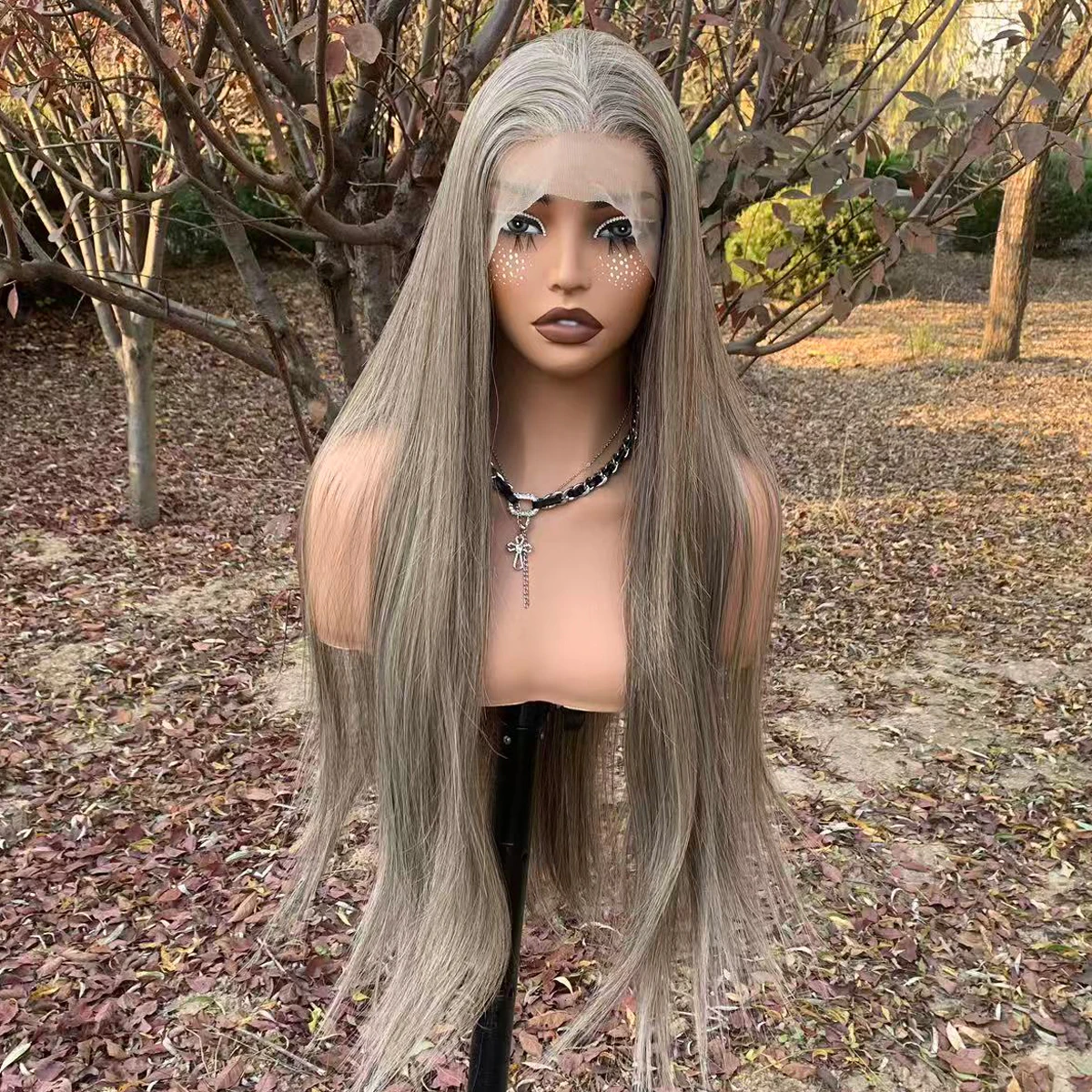 

Long Straight 13X4 Synthetic Lace Front Wigs for Women Ombre Brown Blonde Glueless Lace Wig 26inch Heat Resistant Ombre Lace Wig