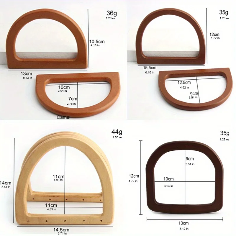 2PCS sheet round edge trapezoidal wood woven bag handle sheet thin D oak handbag handle suitable for wallet retro bag craft bag