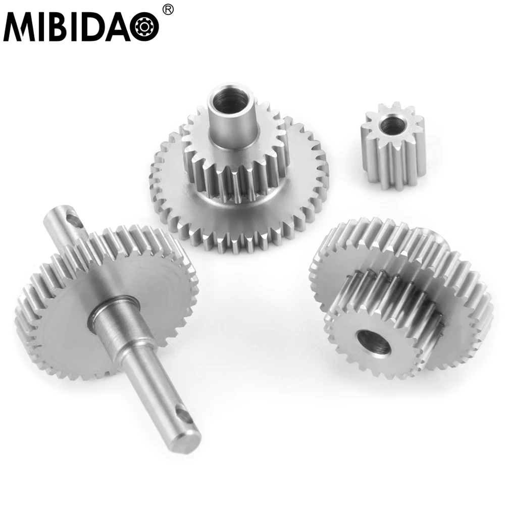 MIBIDAO Stainless Steel Transmission Gear Pinion Set High Low Standard Speed For 1/18 TRX-4M Bronco Defender RC Crawler Car