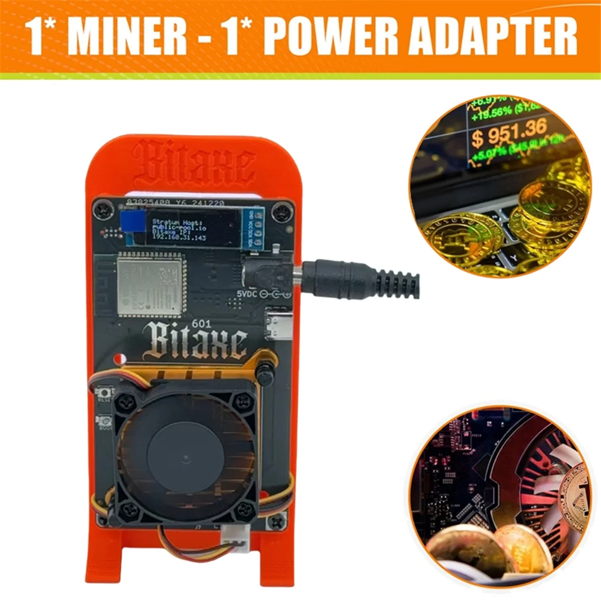 

N33R_Bitaxe Gamma 601 Solo Lottery Miner 1,2TH/S BM1370 Asic Chip BR PLUG