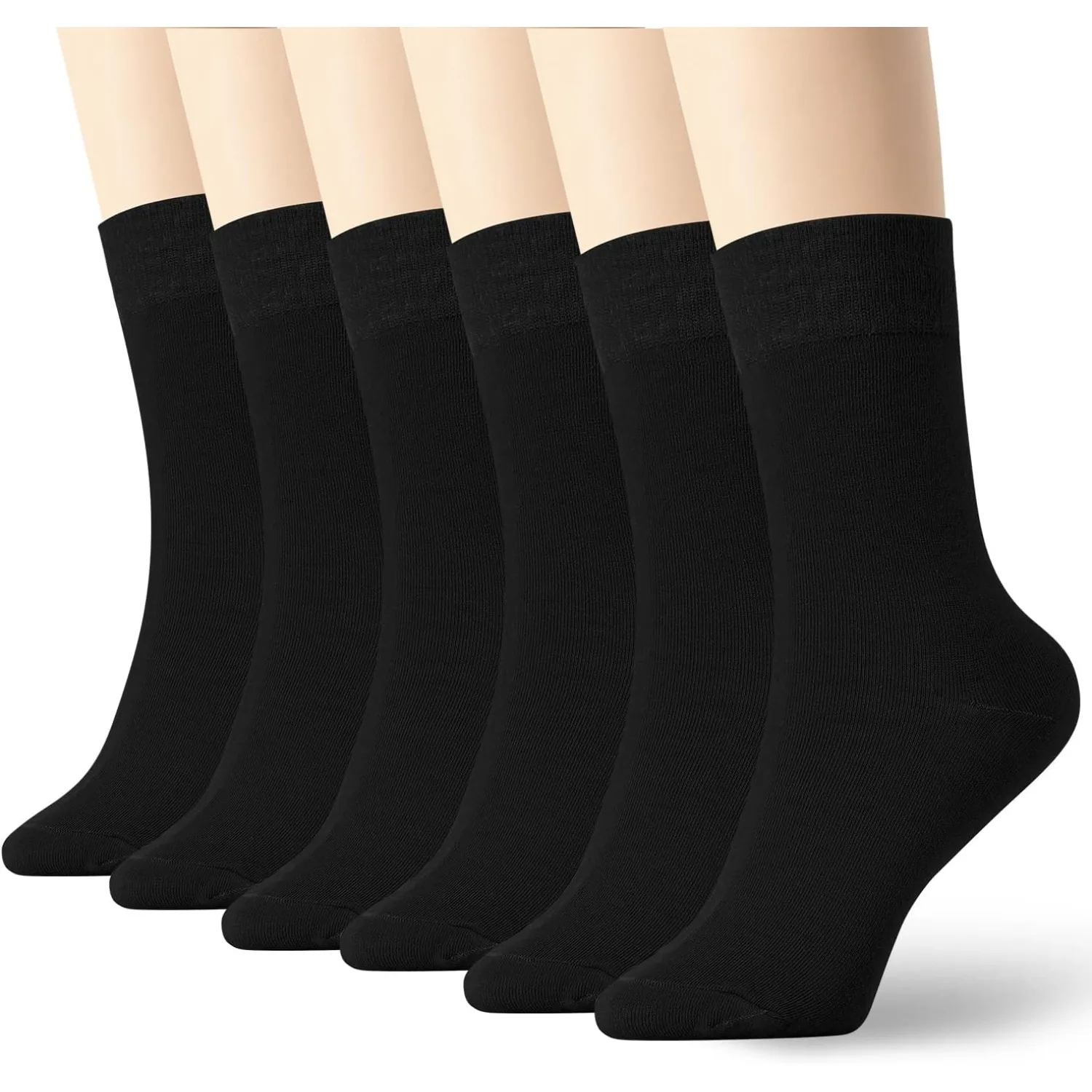 Women Men Casual Wide Band Cotton Socks Black White Grey 6 Pack