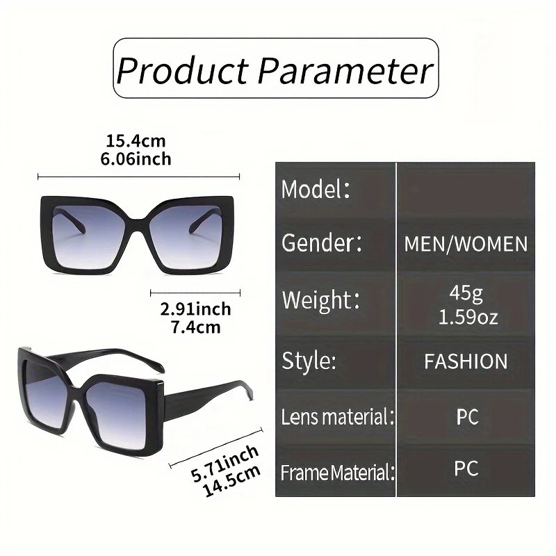 Oversized Square Fashion Fashion Glasses with Gradient Lenses - Chic Tortoiseshell & Leopard Print Frames Anti-Glare PC Material image 4