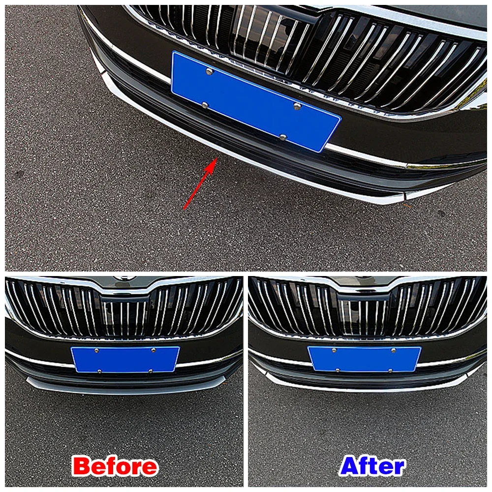 Dla Skoda Karoq 2017-2021 Przedni zderzak Warga Dolna kratka Refit Trim Car Exterior Modify Stylizacja dekoracji ze stali nierdzewnej — zdjęcie 3