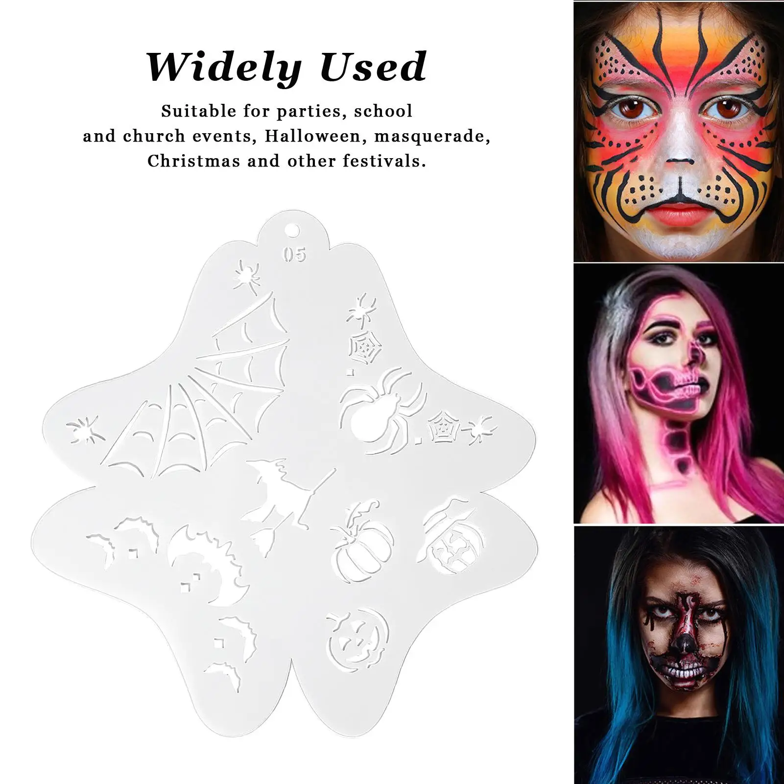 Hollow Bendable Face Paint Stencils Kit, For halloween Templates