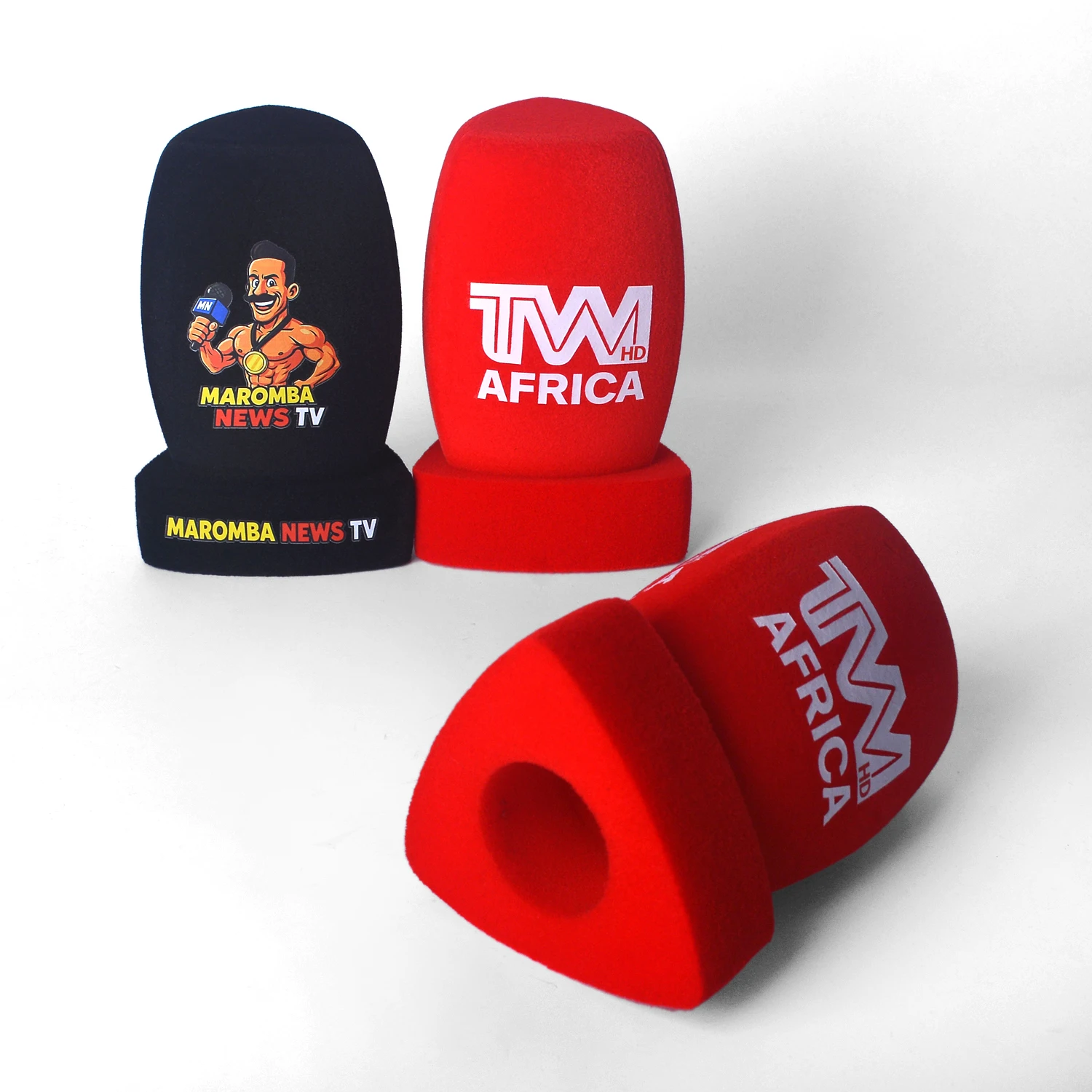 Customized Logo Flocking Mic Print Mark Covers Microphone Windscreen Sponge Cap Shield for TV Station Reporters Interview Foam