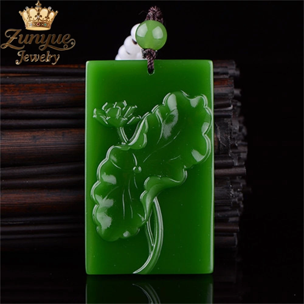 

Natural Hetian Jade Lotus Flower Pendant Luxury Quality Jewelry Fashion Jewelry Best Selling Exquisite Elegant Popular Charms