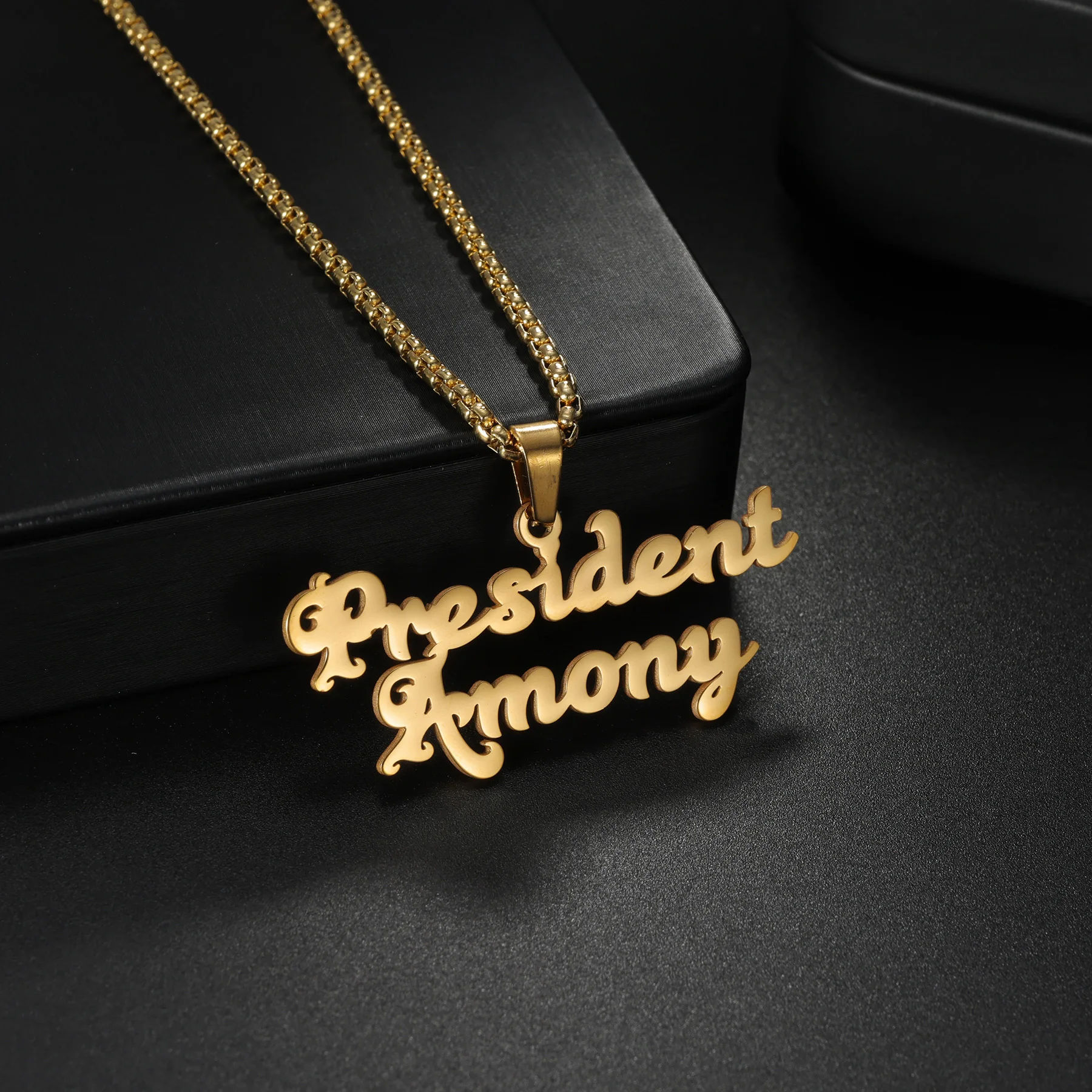 

Personalized Custom Name Necklace Cuban Chain for Women Men Customized Letter Pendant Twist Chain Couple Christmas Jewelry Gift