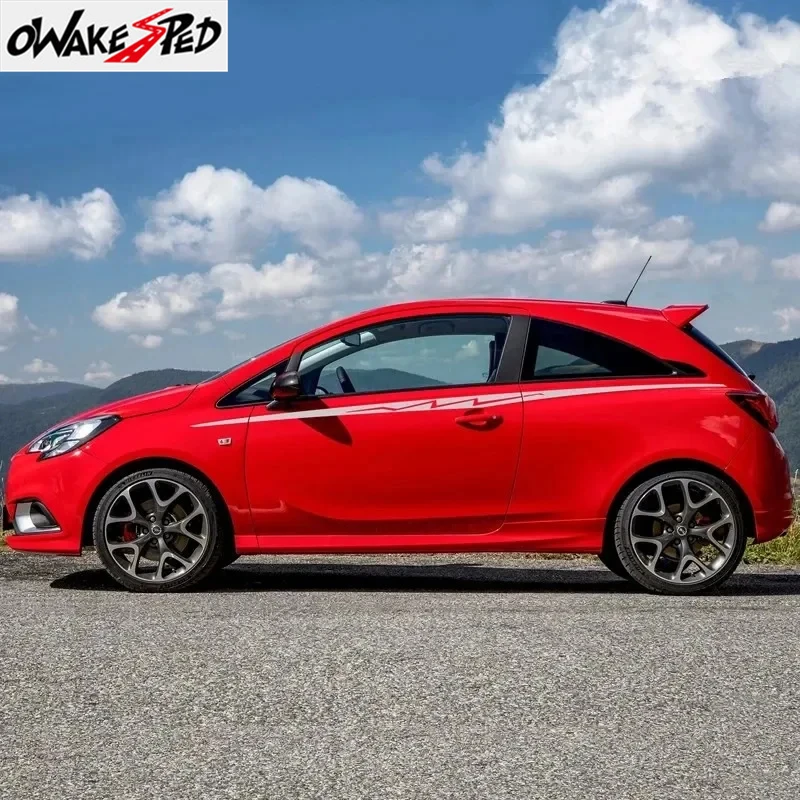 

2PCS Racing Sport Stripes For Opel Corsa OPC GSI Car Body Waist Lines Sticker Film Auto Door Side Decor Vinyl Decals Accessories