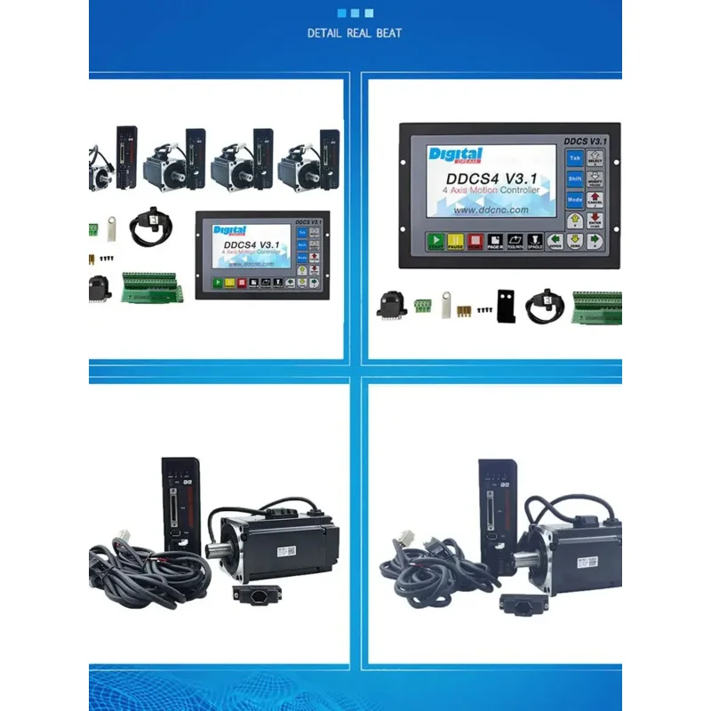 4-axis CNC kit ddcsv3.1 motion control system with 4PCs 220v750w servo motor Z axis with brake, engraving machine controller