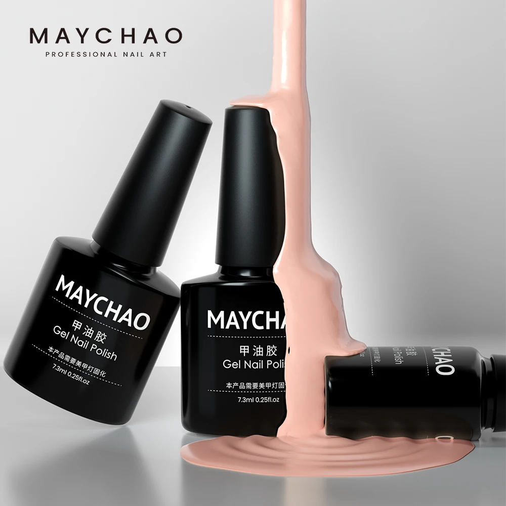 MAYCHAO 7.3ml Jelly Gel Semi-transparent Nude Gel Nail Polish Top Coat Nail Art Semi Permanent Soak Off UV LED Varnish for Nail