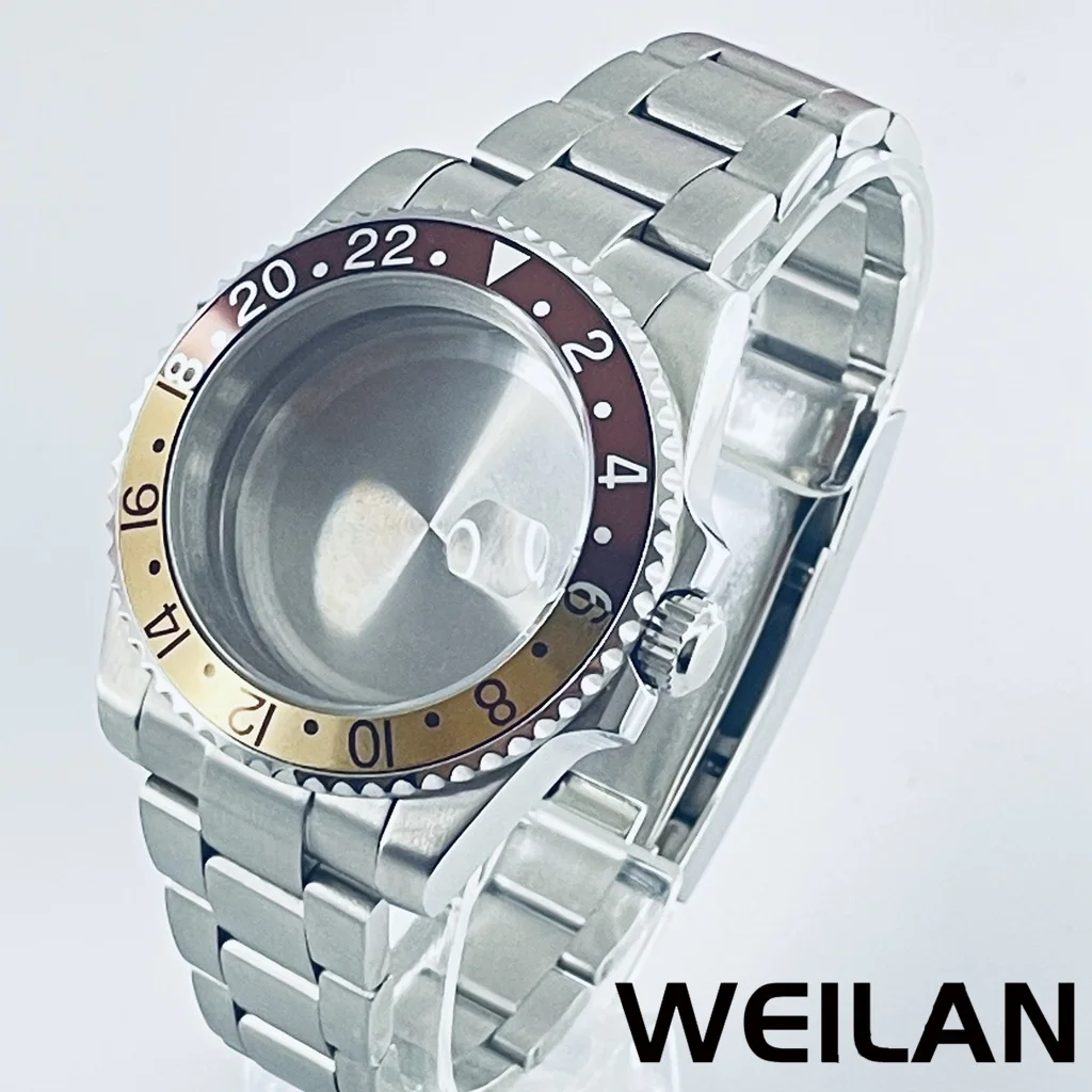 

40 мм подходит для NH34 NH35 NH36 NH38 NH39 NH70 ETA2824 PT5000 Механизм Серебряный корпус часов SUB GMT Алюминиевый безель Сапфир