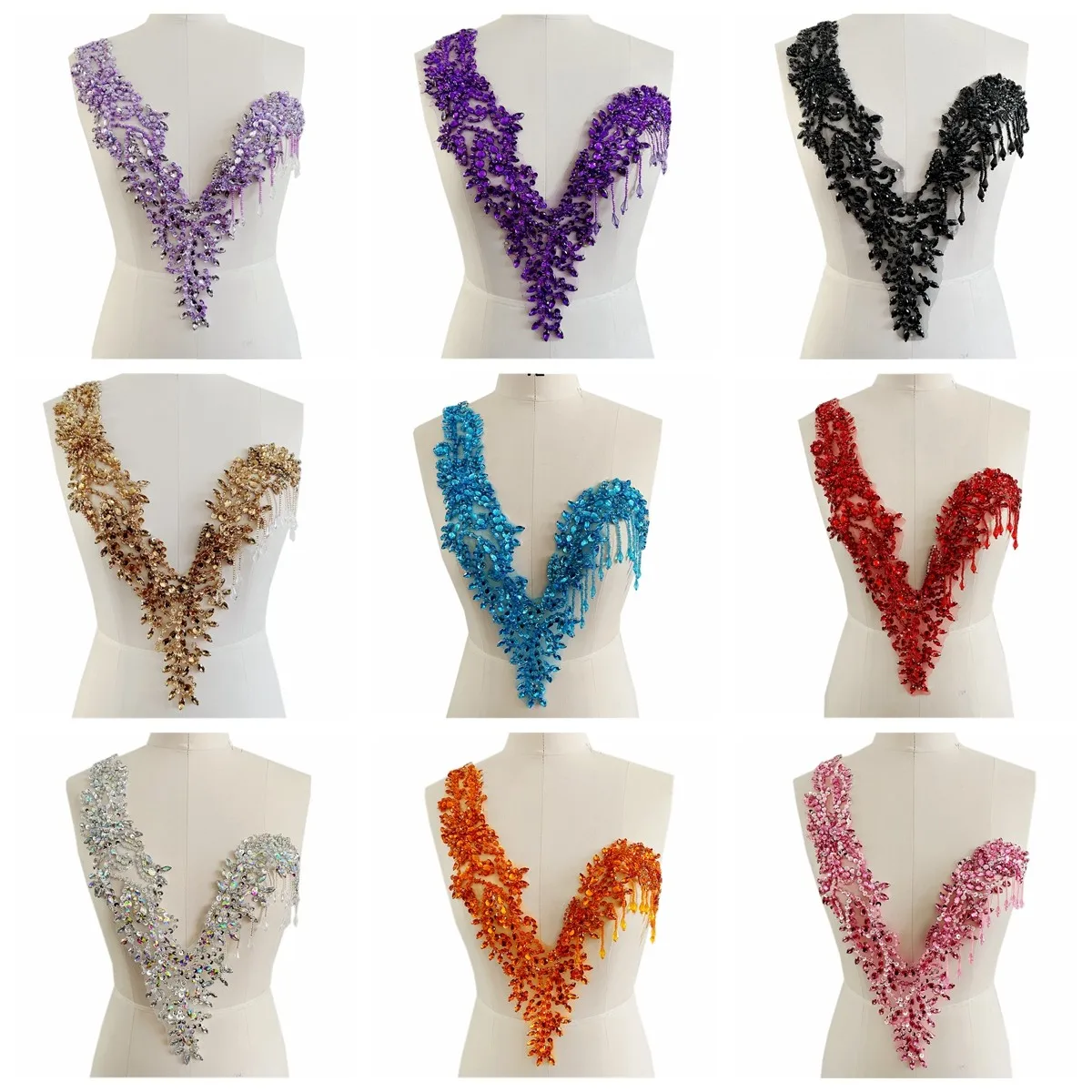 

Вышитые стразами аппликации ручной работы для свадебных платьев, танцевальных костюмов, декоративные элементы на одно плечо