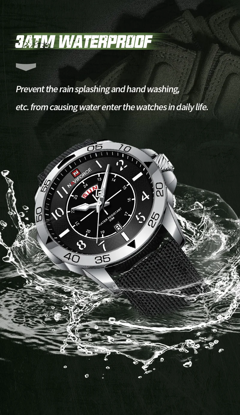 Top Brand NAVIFORCE Men\'s Watches Waterproof Luxury Business Casual Nylon Strap Quartz Wristwatch Luminous Relogio Masculino