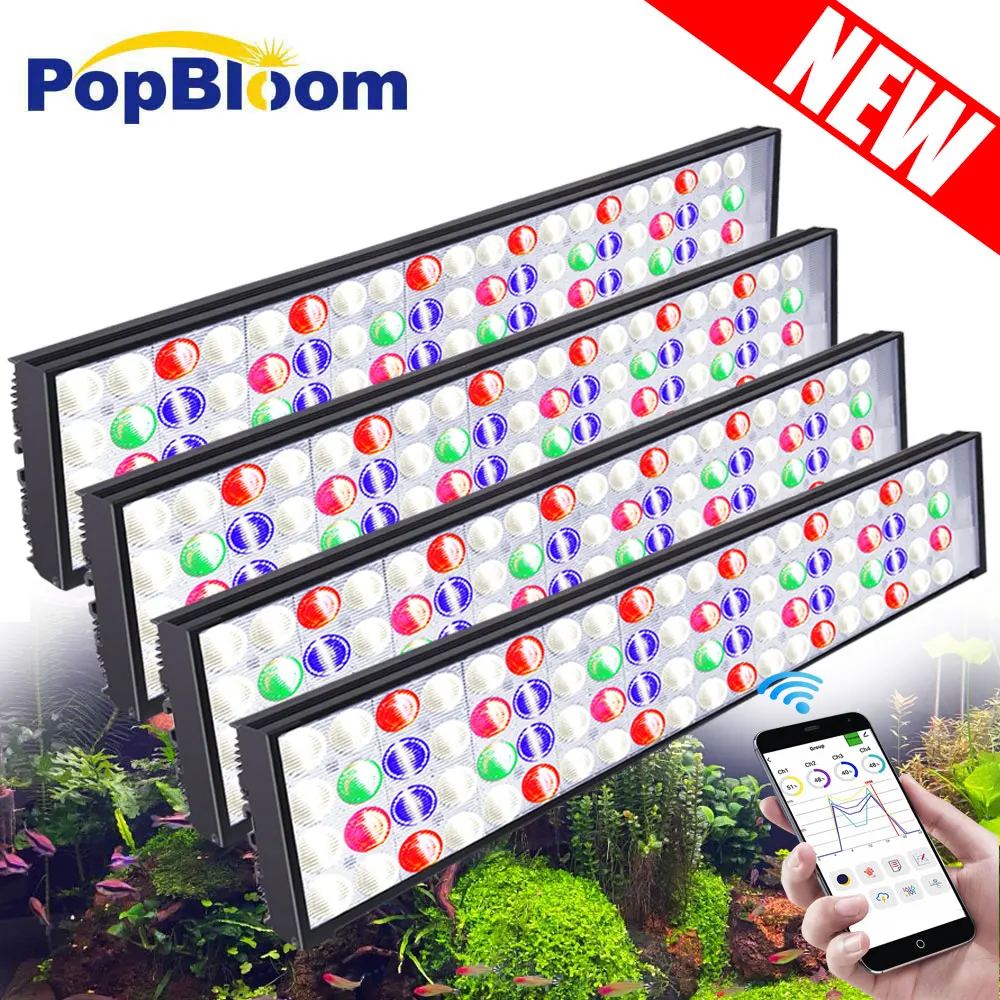 

4PCS PopBloom-WiFi Planted Aquarium lamp Full Spectrum, APP Control Aquarium Professional Plants Grow Light for 240cm/96" Tank