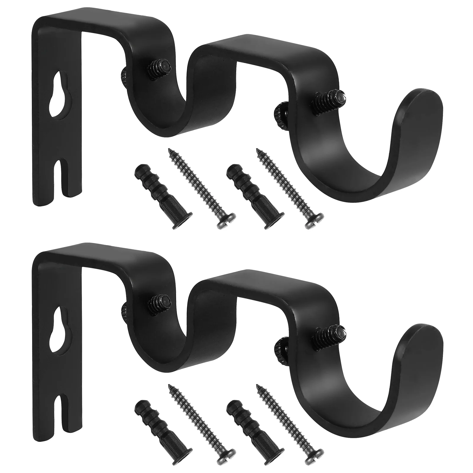 Curtain Rods Storage Rack Mounting Holder Brackets Metal Double Holders Pole Drapery Hook
