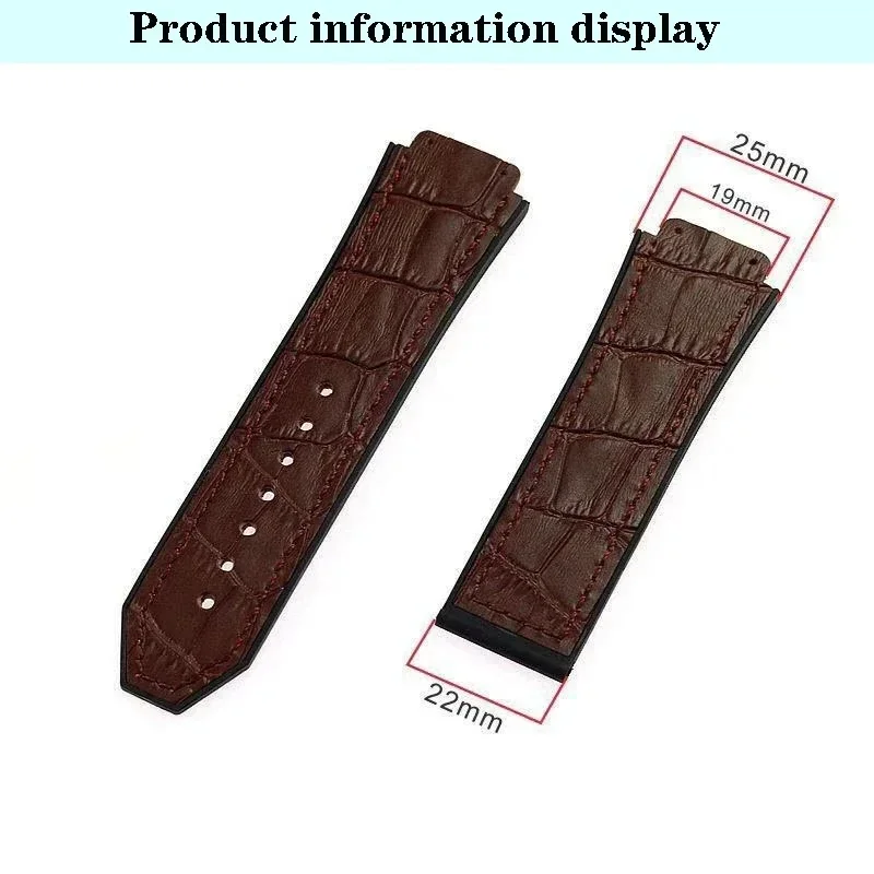 Watch Band 19mmX25mm High quality Genuine leather strap for Hublot series fashion business 22mm clasp ladies rubber sports strap