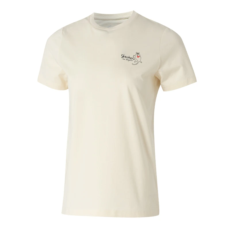 

Skechers Knitted Crew Neck Shirt Short-Sleeved T-Shirt Loose Round Neck Women's Commuter Sports Casual Wear P225W302-00Na