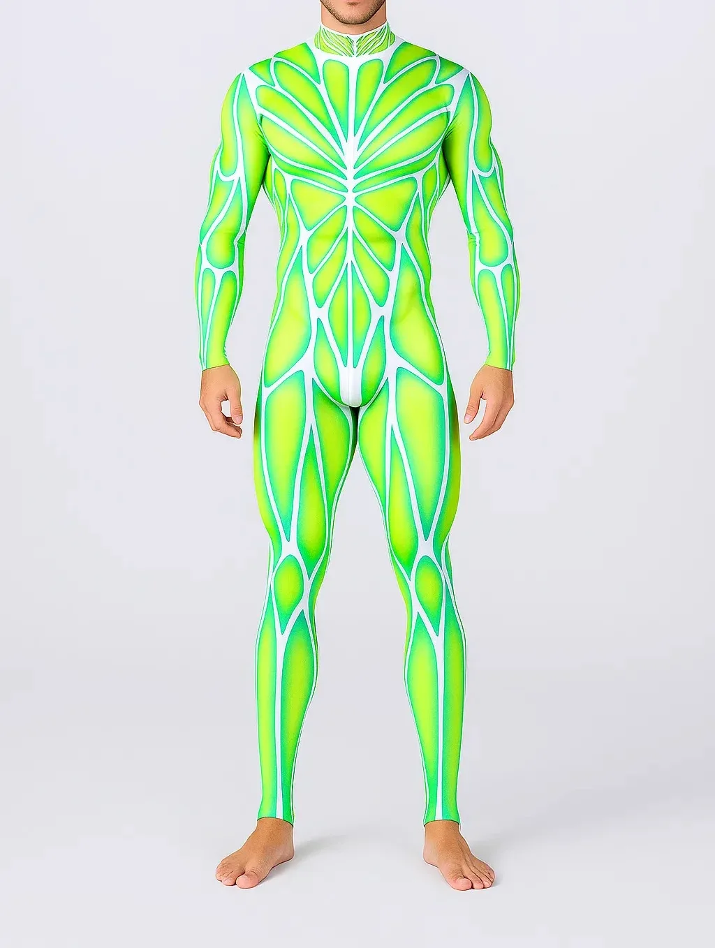 Halloween Schwarz-Weißes Spinnennetz Cosplay Bodysuit Kostüm Karneval Kunst Slim Jumpsuit Performance Karnevalsparty Zentai – Detail 17
