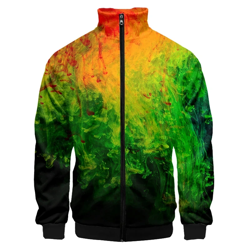 Giubbotto Bomber da uomo Casual stampa 3D giacca colorata con vernice Splash manica lunga cappotto con cerniera felpa Tie Dye Plus Size tute