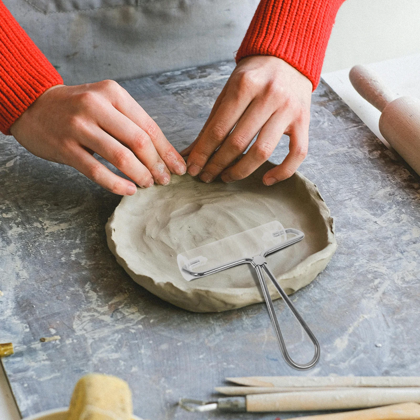 

Acrylic Roller for Polymer Clay Professional Craft Tool with Handle Multi-Purpose Rolling Pin for DIY Art Baking and Embossing