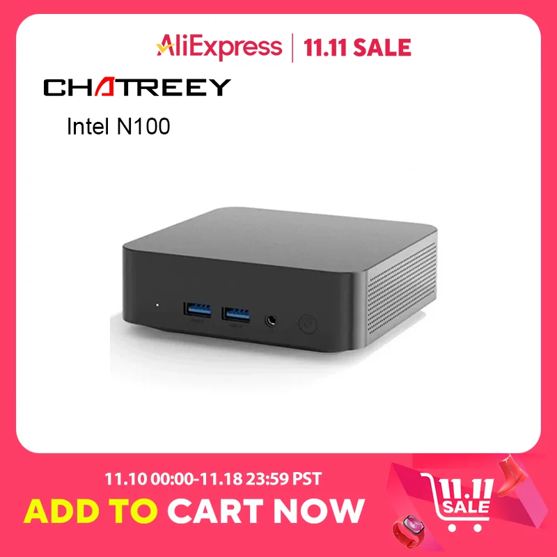 Chatreey T9 Mini PC Intel Alder Lake N100 Windows 11 Ultra Small Pocket Computer Dual SSD Full Function Type-C 4K 60Hz RGB