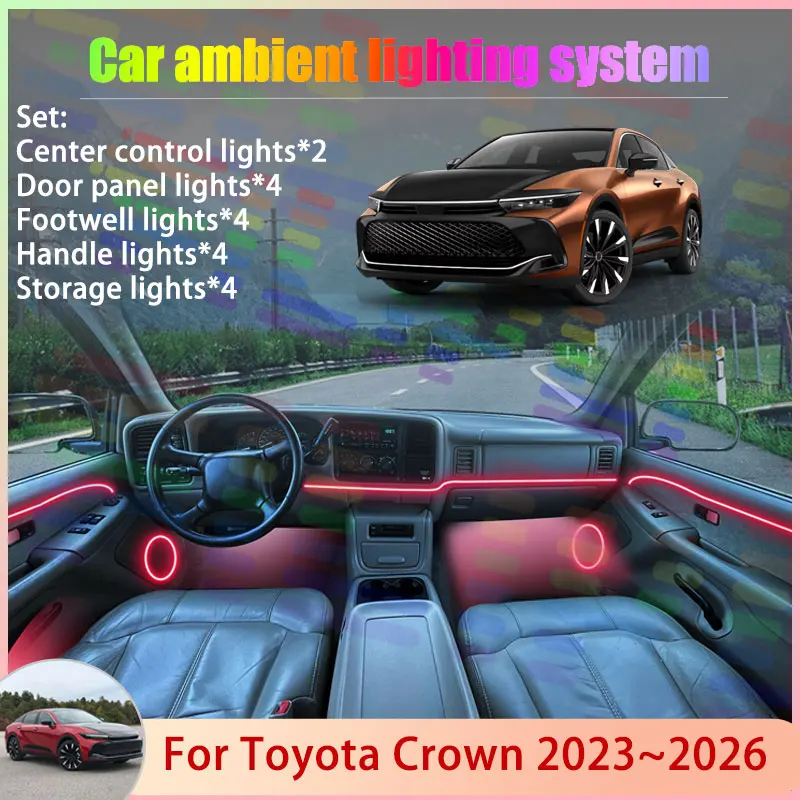 

For Toyota Crown S235 MK16 2023~2026 2024 2025 2/18 in 1 Car Atmosphere Light Lamp RGB Shade Ensemble Streamer Atmosphere Set