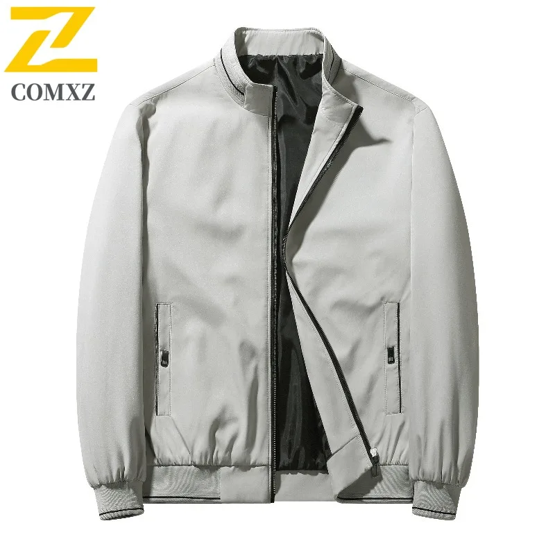 

COMXZ 2025 Men's Premium Baseball Collar Casual Jacket Thick Cotton Youth Trendy Workwear Stand Collar lightweight windbreaker