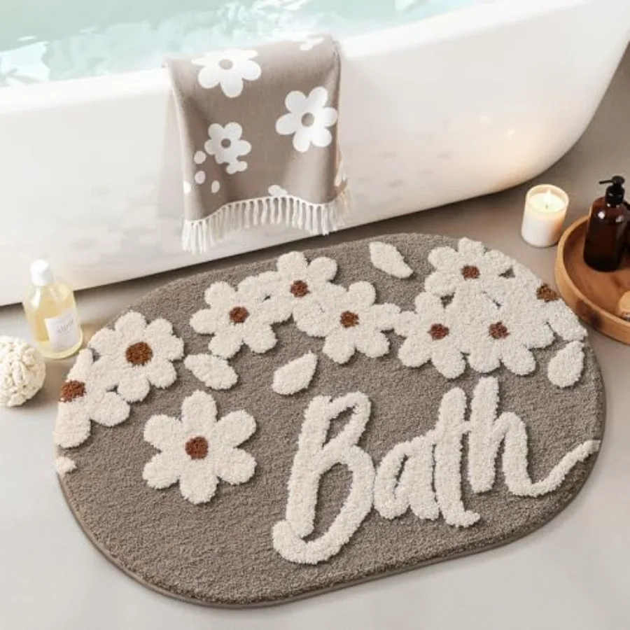 

Милые коврики для ванной с ромашками, нескользящие, с резиновой основой, ультрамягкие, впитывающие, моющиеся, быстросохнущие, из премиального микрофибрового плюша