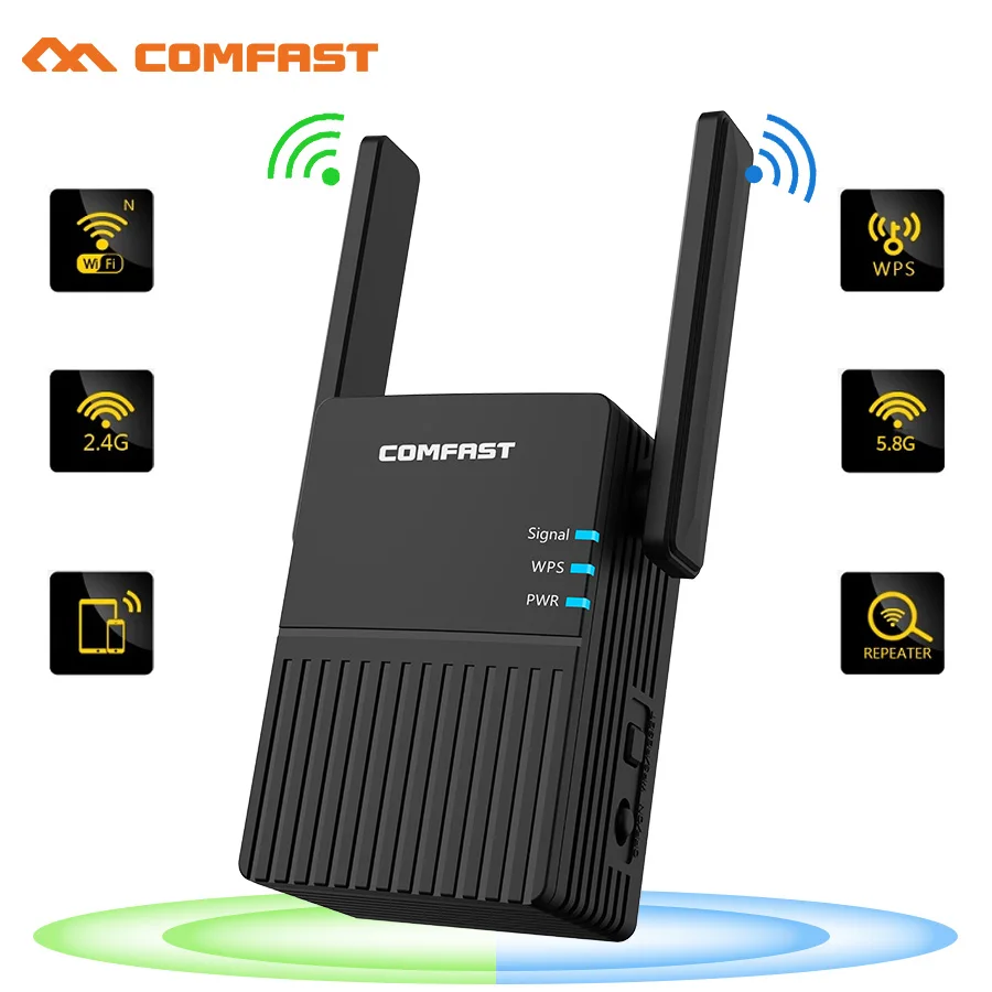 Répéteur Wi-Fi AC 1200, 5G, 1200 Mb/s, 138 canaux, amplificateur de signal