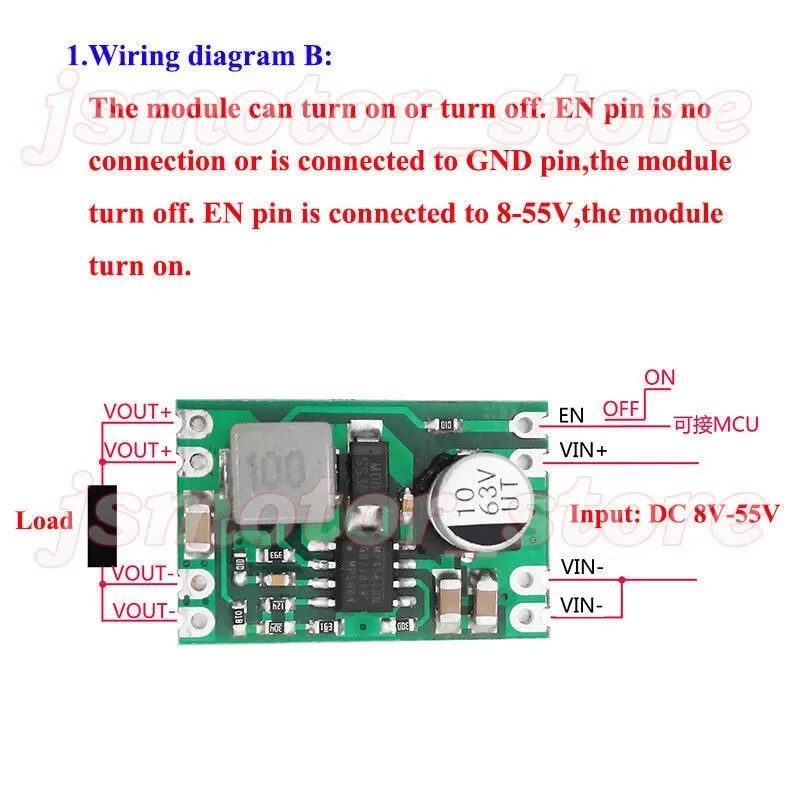 Mini DC-DC Step Down Voltage Converter DC 5V-55V 36V 48V To 3.3V 5V 6V 9V 12V 24V Buck Volt Regulator Power Supply PCB Module
