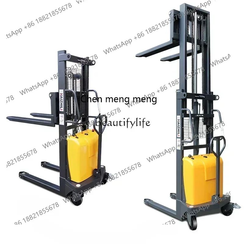 

D178 In Stock Electric Lifting Hydraulic Stacker Lifting 1.5 Tons Tray Trailer Manually-Operated Forklift
