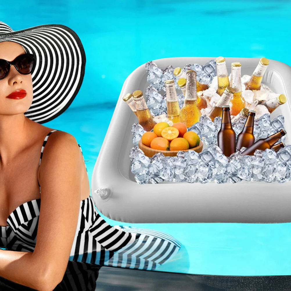 

3pcs Inflatable Pool Cooler Tray Ice Serving Bar Pvc Floating Buffet Server For Outdoor Party Picnic Beach Bbq Supplies