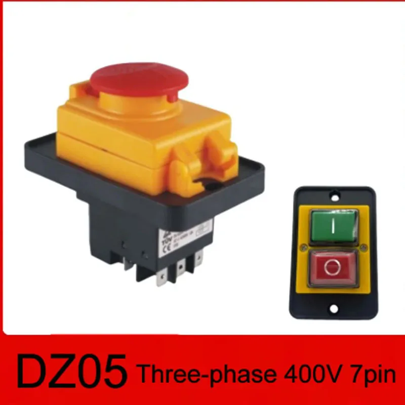 

Трехфазный аварийный выключатель DZ05, деревообрабатывающая мастерская, водонепроницаемая кнопка, 400 В, 7-контактный электромагнитный AC3-10A
