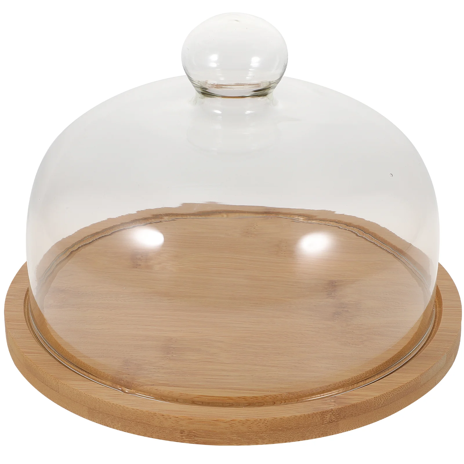 

Glass Lid Food Cover Bakery Cloche Dessert Tealight Wrap Halloween Dome Cake Wood Plate Server for Dough Round