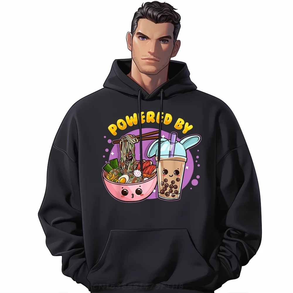 

Powered By Ramen Bubble Tea Boba Kawaii Japanese Lover Printed Sweater Men's Sweatshirts Easter Sunday