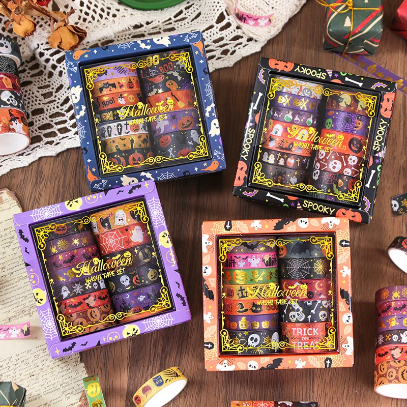 12/48 Rolls Halloween Washi Tape Set, 2M/Roll, 100+ Patterns, Decorative Tape for Scrapbooking, Journal, Gift Wrap, DIY Crafts