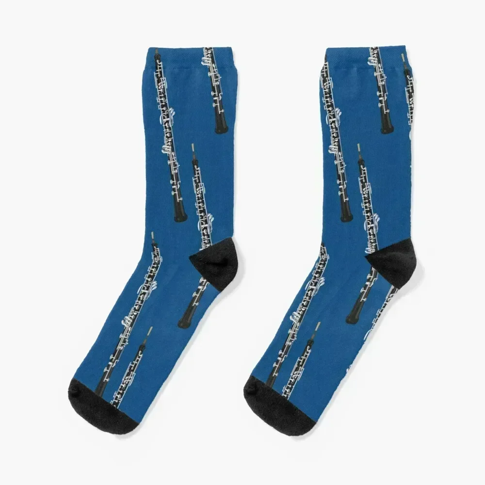 

Oboe on blue Socks designer christmas gifts Antiskid soccer moving stockings Male Socks Women's