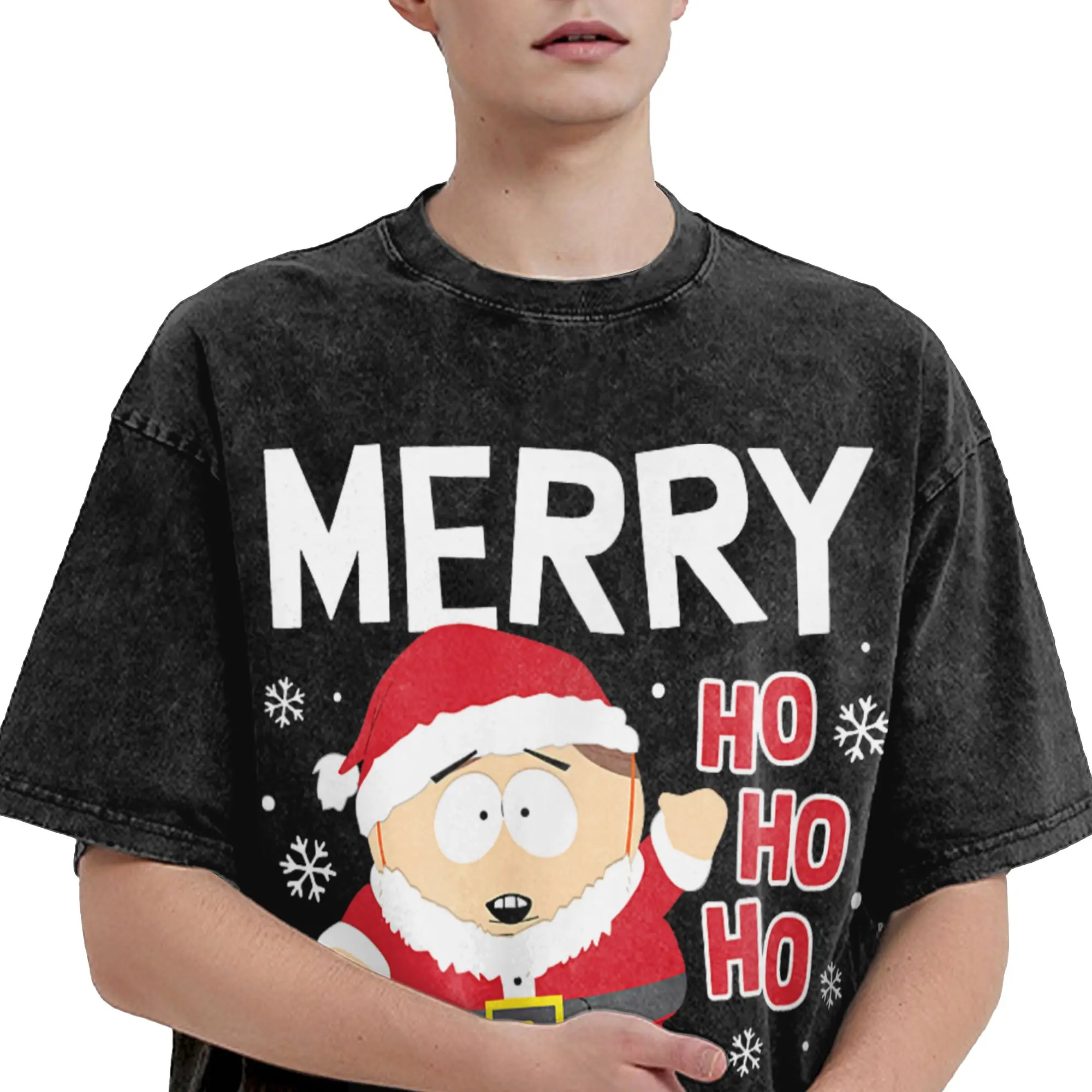 South-Park Merry Christmas You Guys T Shirt Washed Cotton T-Shirts Vintage Men Women Streetwear Graphic Printed Tops Tees