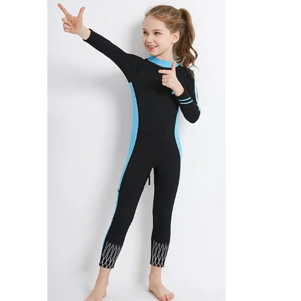 Kids Wetsuit Neoprene Diving Girls Jumpsuit Full-Body Long Sleeve Suit