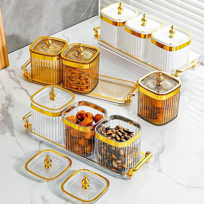 

Plastic Square And Round Cans Sealed Cans Grains Kitchen Storage Tea Cans Goods Storage Dry Snacks Food-grade