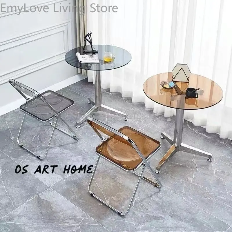 Folding Dining Chair Household Minimalist Folding Chairs Clothing Store Stool Backrest Acrylic Transparent Photo Chair Wholesale