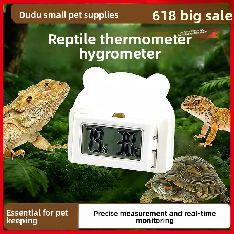 Reptile Terrarium Thermometer Hygrometer, Digital Temperature Humidity Gauge for Snake Lizard Gecko Tank