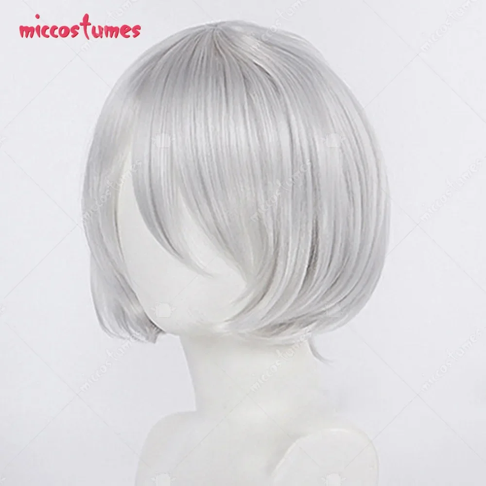 Women 2B Cosplay Wig Short Straight Grey Silver Wig